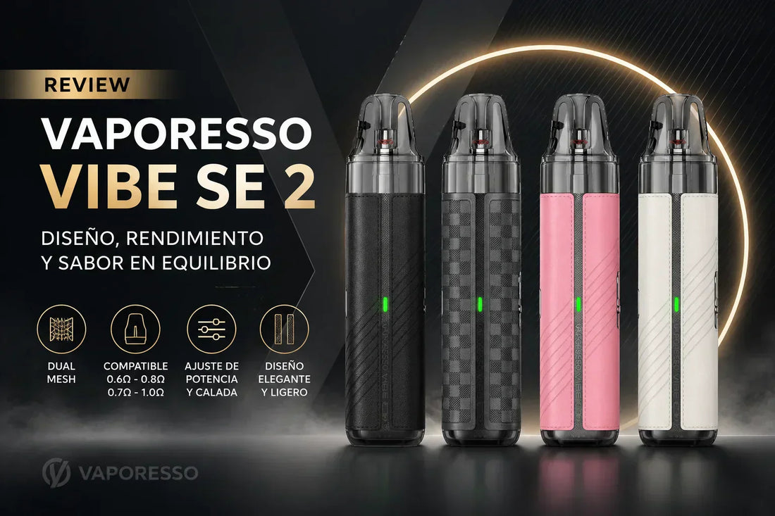 Portada de la review del Vaporesso Vibe SE 2 con sus cuatro colores disponibles