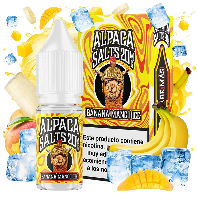 Alpaca Salts Banana Mango Ice 10ml sales de nicotina 20 mg sabor plátano mango hielo