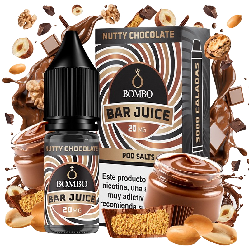 Bombo Bar Juice Nutty Chocolate 20mg 10ml sales de nicotina sabor chocolate con frutos secos