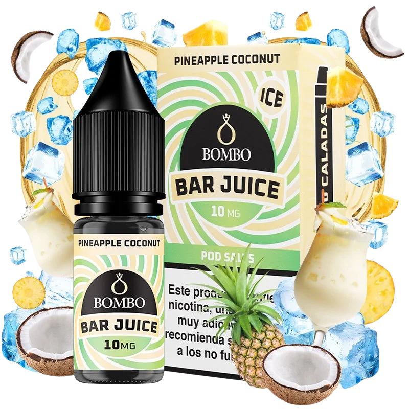 Bombo Bar Juice Pineapple Coconut Ice sales de nicotina 10 mg sabor piña coco hielo