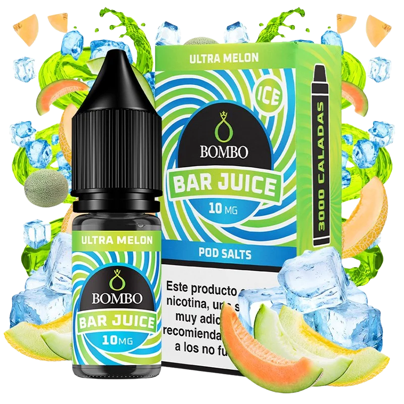 Bombo Bar Juice Ultra Melon Ice sales de nicotina 10 mg sabor melón hielo