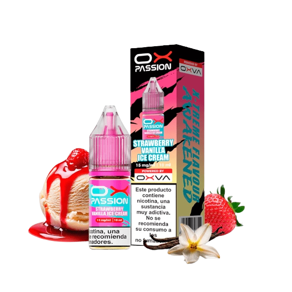 Oxva Ox Passion Salts Strawberry Vanilla Ice Cream 10 ml – Fresa Cremosa con Vainilla y Toque Helado