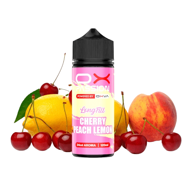 Oxva OX Passion Cherry Peach Lemon Longfill 24ml – Cereza, Melocotón y Limón en Mezcla Frutal Refrescante