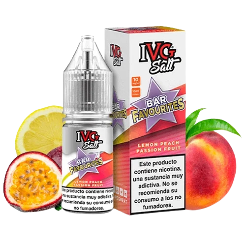 IVG Favourite Bar Salts Lemon Peach Passionfruit 10ml 10mg sales de nicotina sabor limón melocotón maracuyá