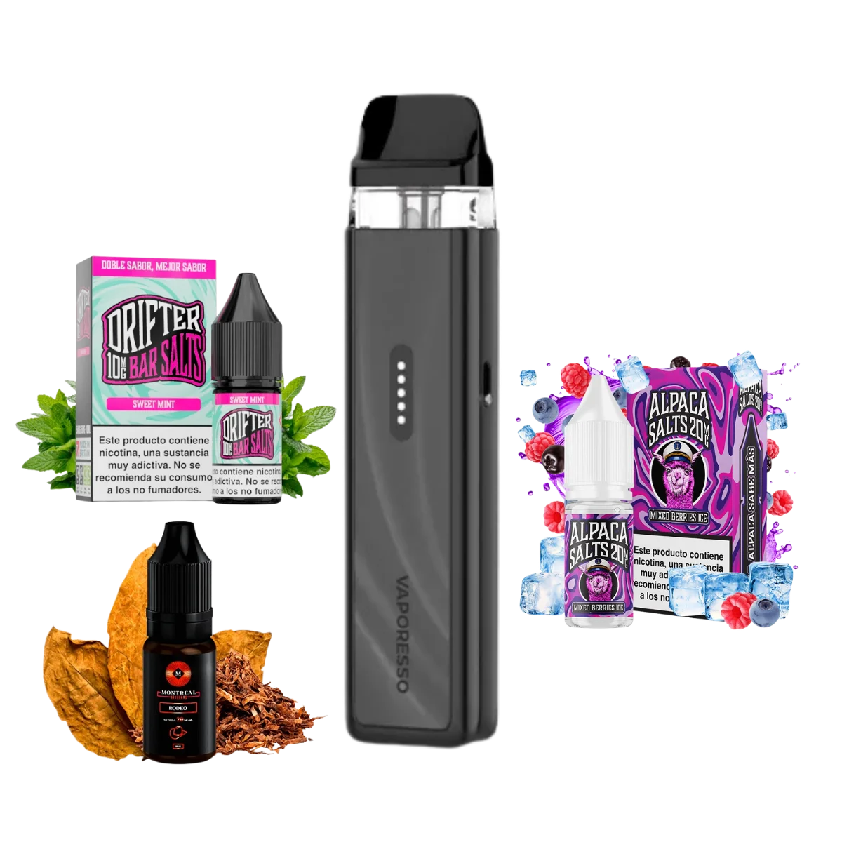 Vaporesso XROS 6 Mini black pack para empezar con 3 sales de nicotina